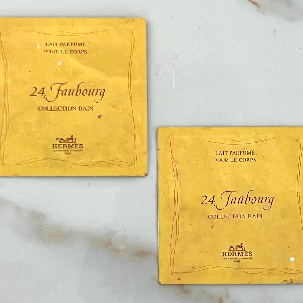 Vintage Rare C1990s HERMES 24 Faubourg Perfumed Body Lotion, 2 Samples